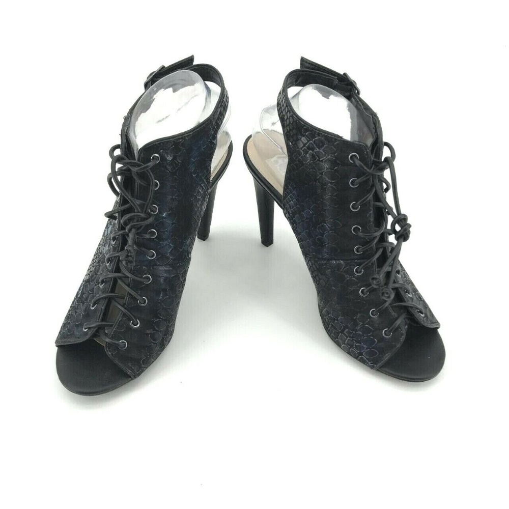Bar III Adalia Open Lace Up Snakeskin Heels Sz 9.5 - Picture 2 of 8